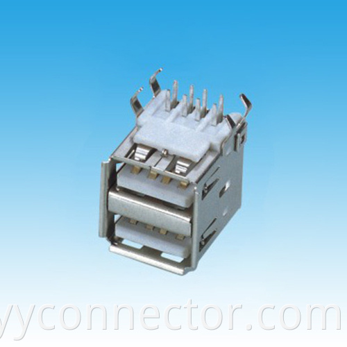 USB A/F DIP 90° Double layer Connector
